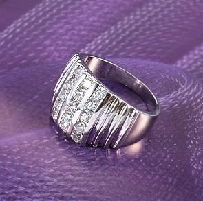 1.5CT CZ 3-ROW CHANNEL RING 18KRGP-sz8/11